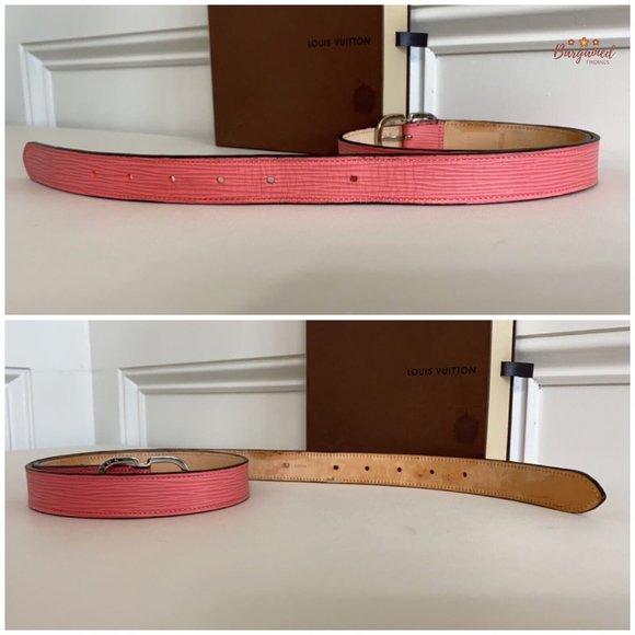 Authentic Louis Vuitton Pink Epi Leather Slim Silver Butterfly Buckle Belt 85/34 - Picture 11 of 13